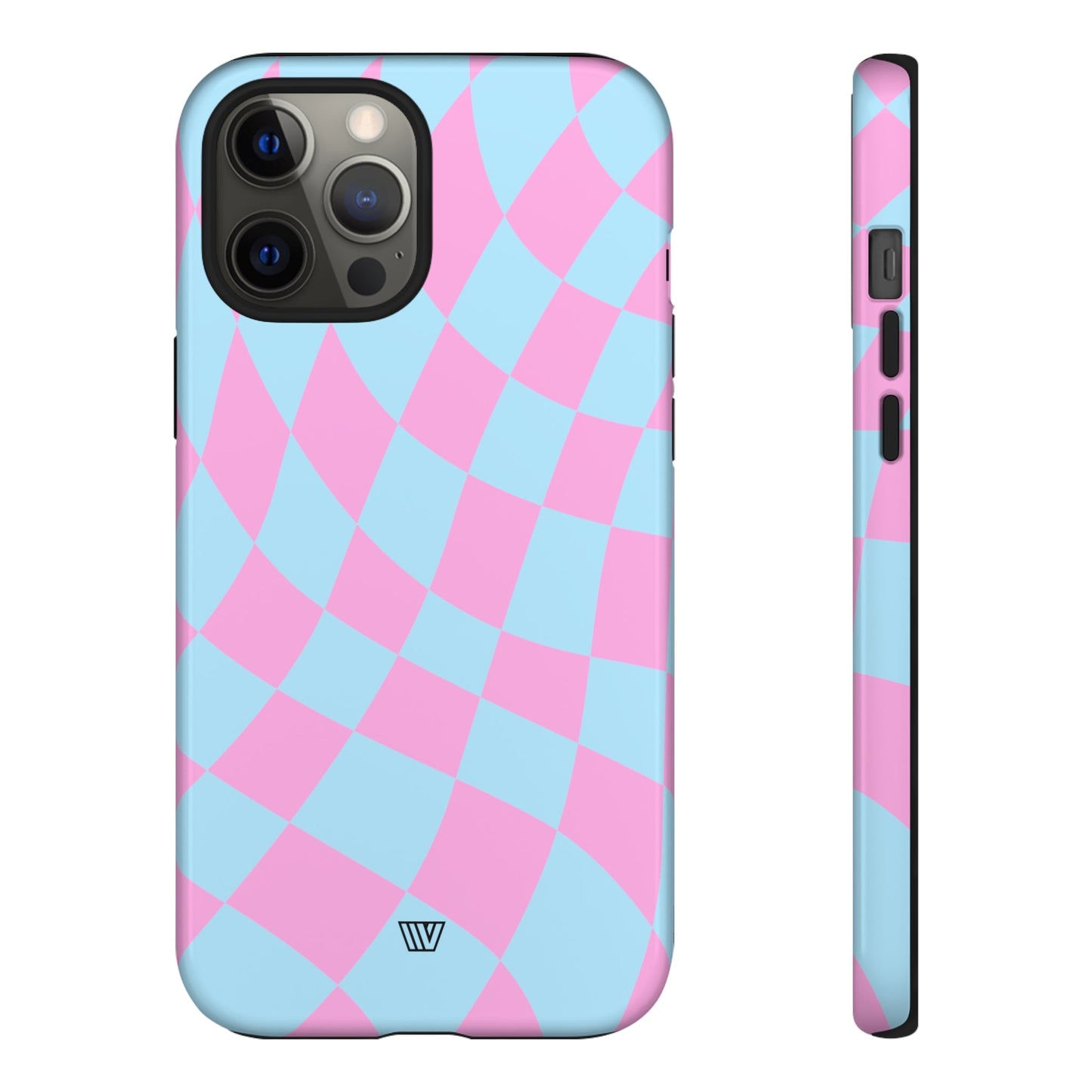 BLUE PINK CURVY CHECKERBOARD | Tough Phone Case