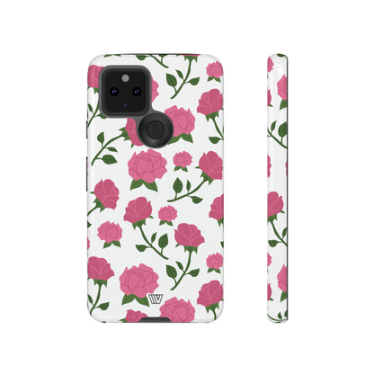 PINK ROSES ON WHITE | Tough Phone Case