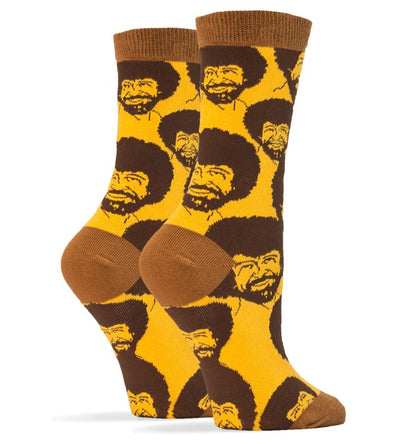 Bob Ross Flash Mob - Women's Funny Crew Socks