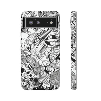 B&W ABSTRACT DOODLE | Tough Phone Case