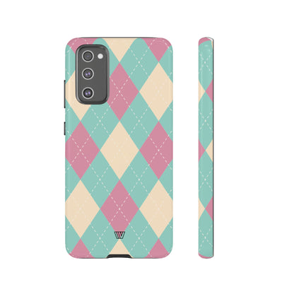 BLUE PINK BEIGE ARGYLE | Tough Phone Case