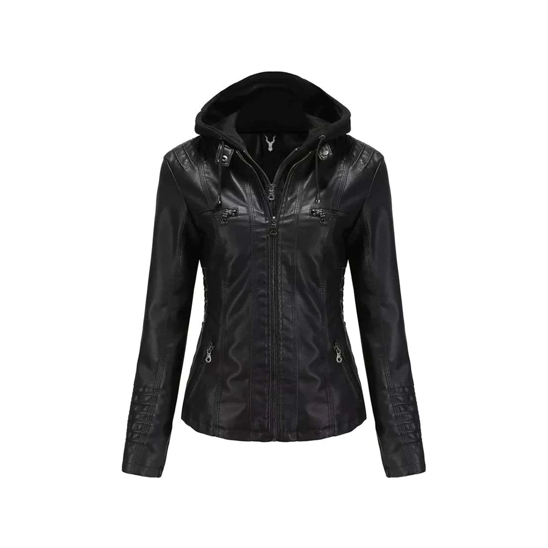 Women Winter Original Leather Biker Jacket