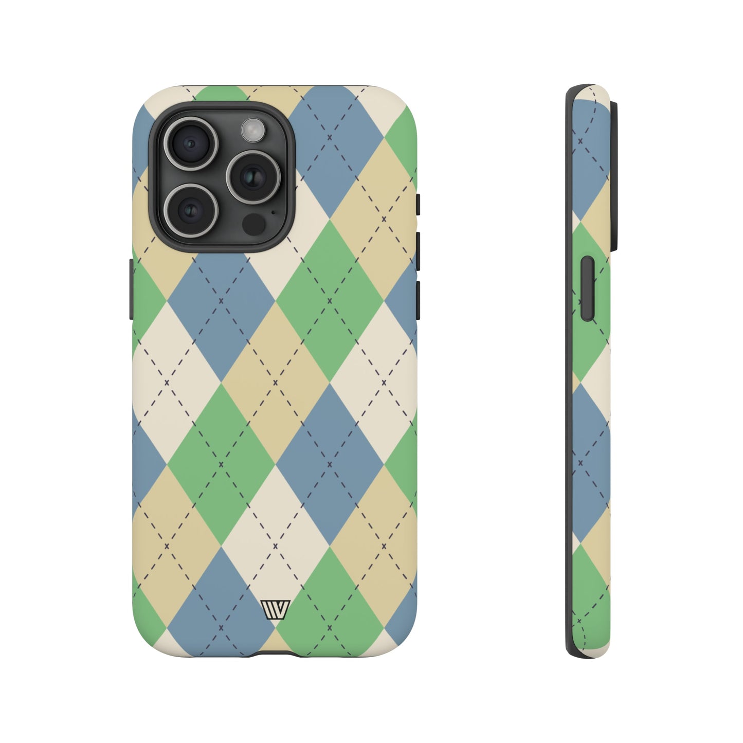 GREEN BLUE BEIGE ARGYLE | Tough Phone Case