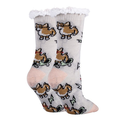 Corgi Boi - Women's Cozy Sherpa Slipper Socks