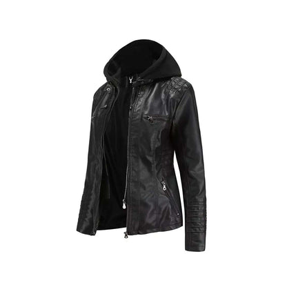 Women Winter Original Leather Biker Jacket