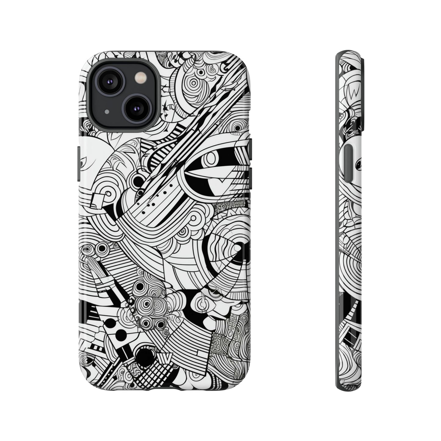 B&W ABSTRACT DOODLE | Tough Phone Case