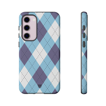 BLUE WHITE PURPLE ARGYLE | Tough Phone Case