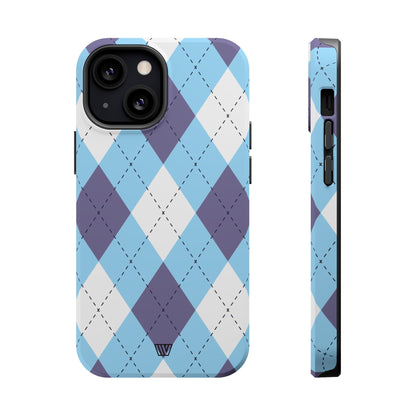 BLUE WHITE PURPLE ARGYLE | MagSafe Tough iPhone Case