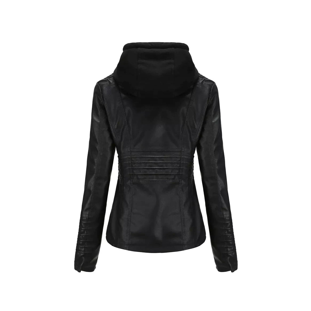 Women Winter Original Leather Biker Jacket