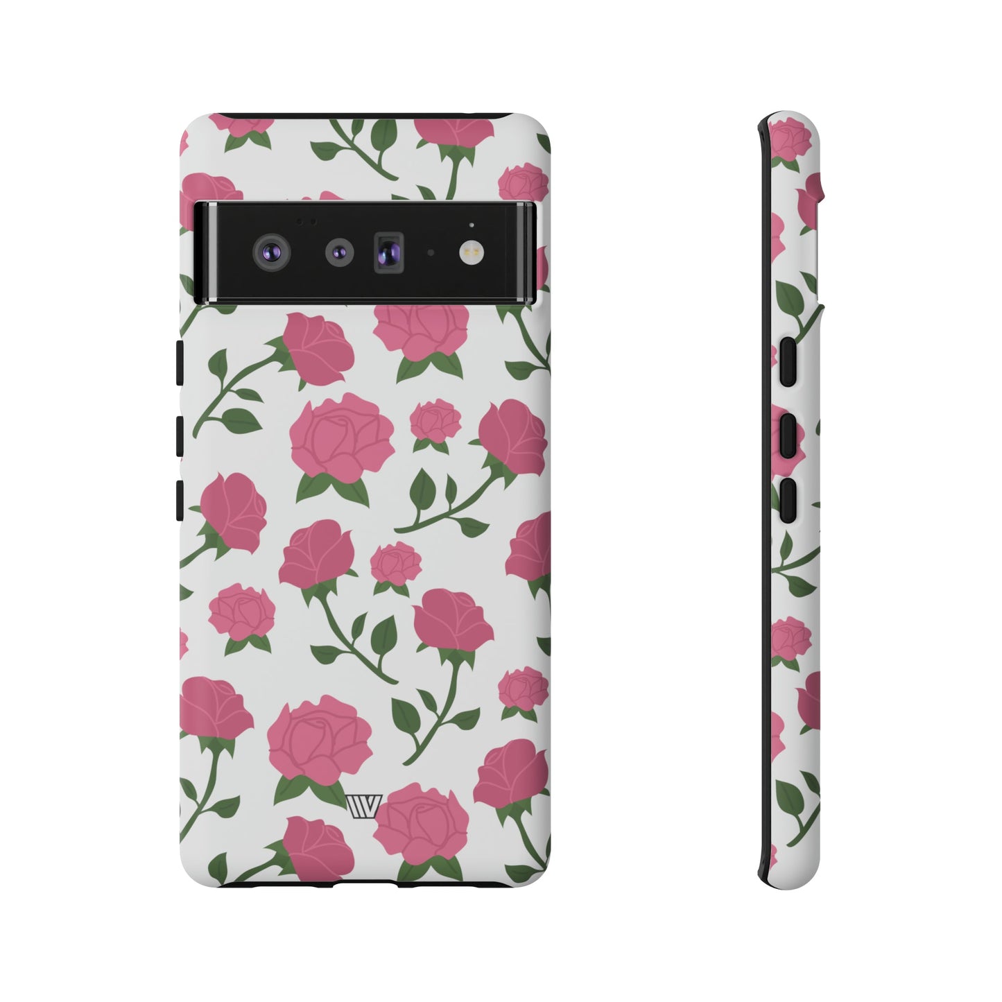 PINK ROSES ON WHITE | Tough Phone Case