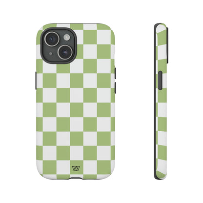 PALE OLIVE WHITE CHECKERBOARD | Tough Phone Case