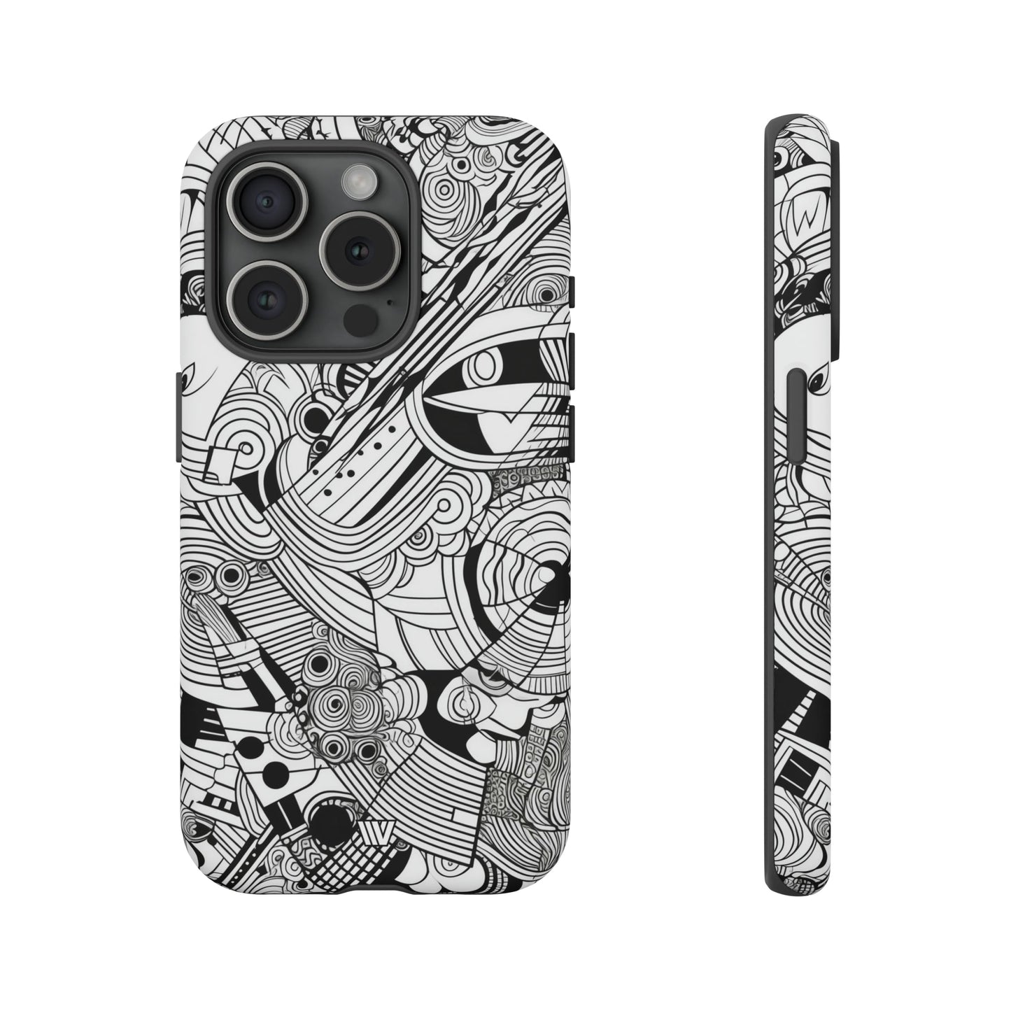 B&W ABSTRACT DOODLE | Tough Phone Case