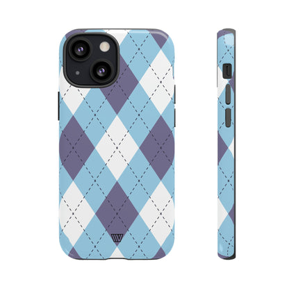 BLUE WHITE PURPLE ARGYLE | Tough Phone Case