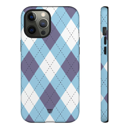 BLUE WHITE PURPLE ARGYLE | Tough Phone Case