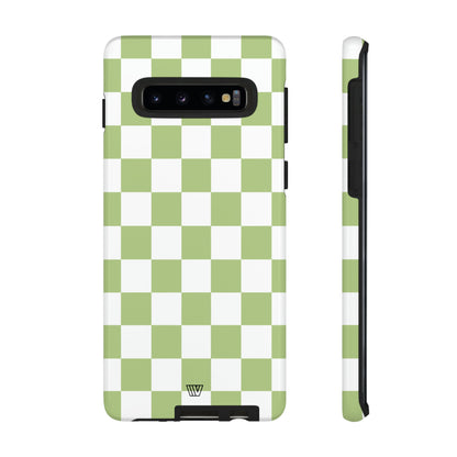 PALE OLIVE WHITE CHECKERBOARD | Tough Phone Case