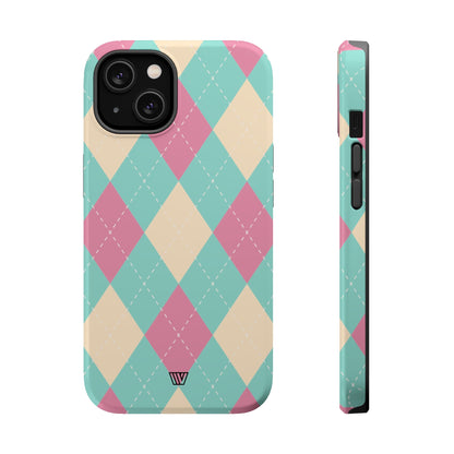 BLUE PINK BEIGE ARGYLE | MagSafe Tough iPhone Case