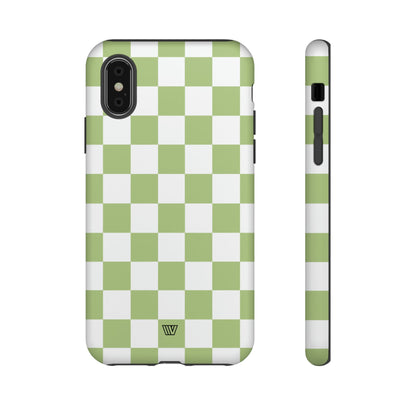 PALE OLIVE WHITE CHECKERBOARD | Tough Phone Case