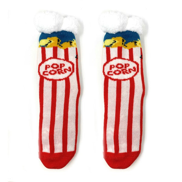 Kids Sherpa Slipper Sock - Box o' Popcorn