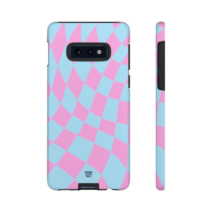 BLUE PINK CURVY CHECKERBOARD | Tough Phone Case