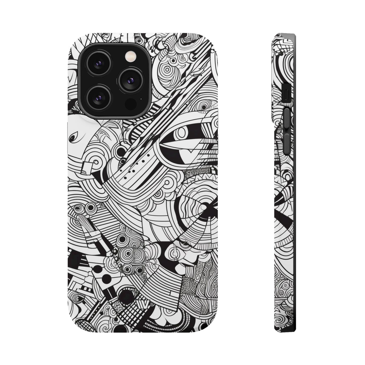 B&W ABSTRACT DOODLE | MagSafe Tough iPhone Case