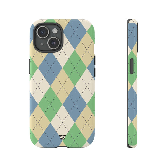 GREEN BLUE BEIGE ARGYLE | Tough Phone Case