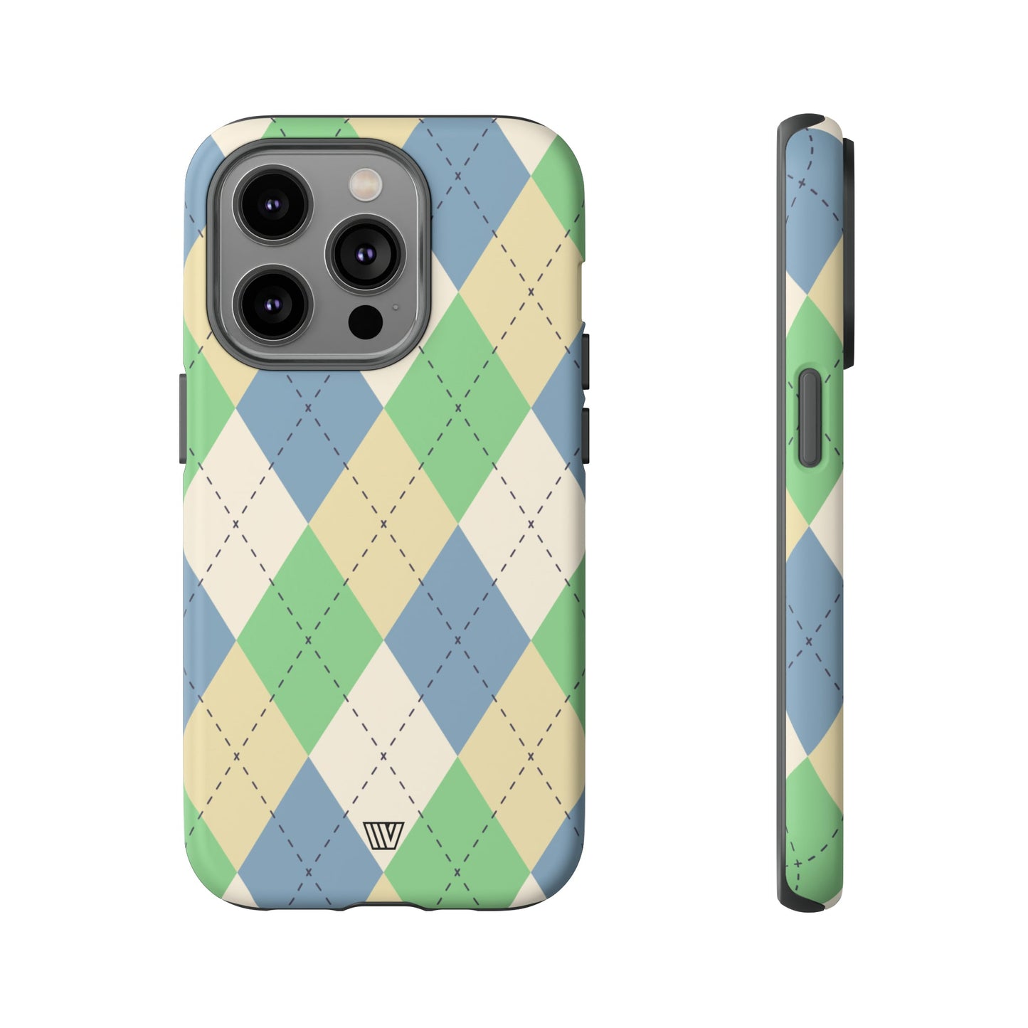 GREEN BLUE BEIGE ARGYLE | Tough Phone Case