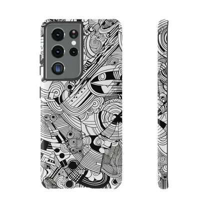 B&W ABSTRACT DOODLE | Tough Phone Case