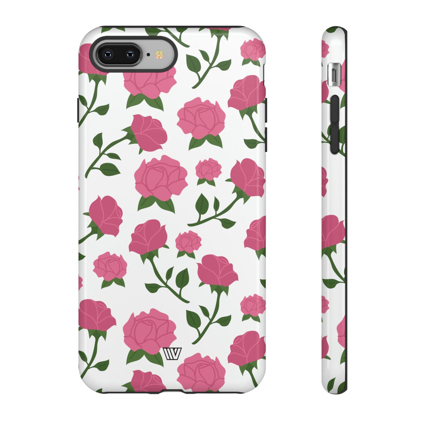 PINK ROSES ON WHITE | Tough Phone Case