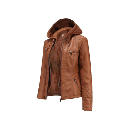 Women Winter Original Leather Biker Jacket