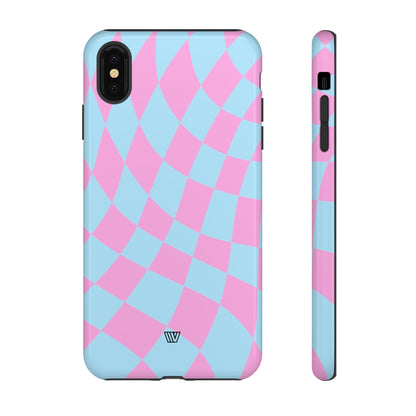 BLUE PINK CURVY CHECKERBOARD | Tough Phone Case