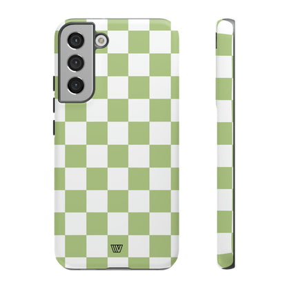 PALE OLIVE WHITE CHECKERBOARD | Tough Phone Case