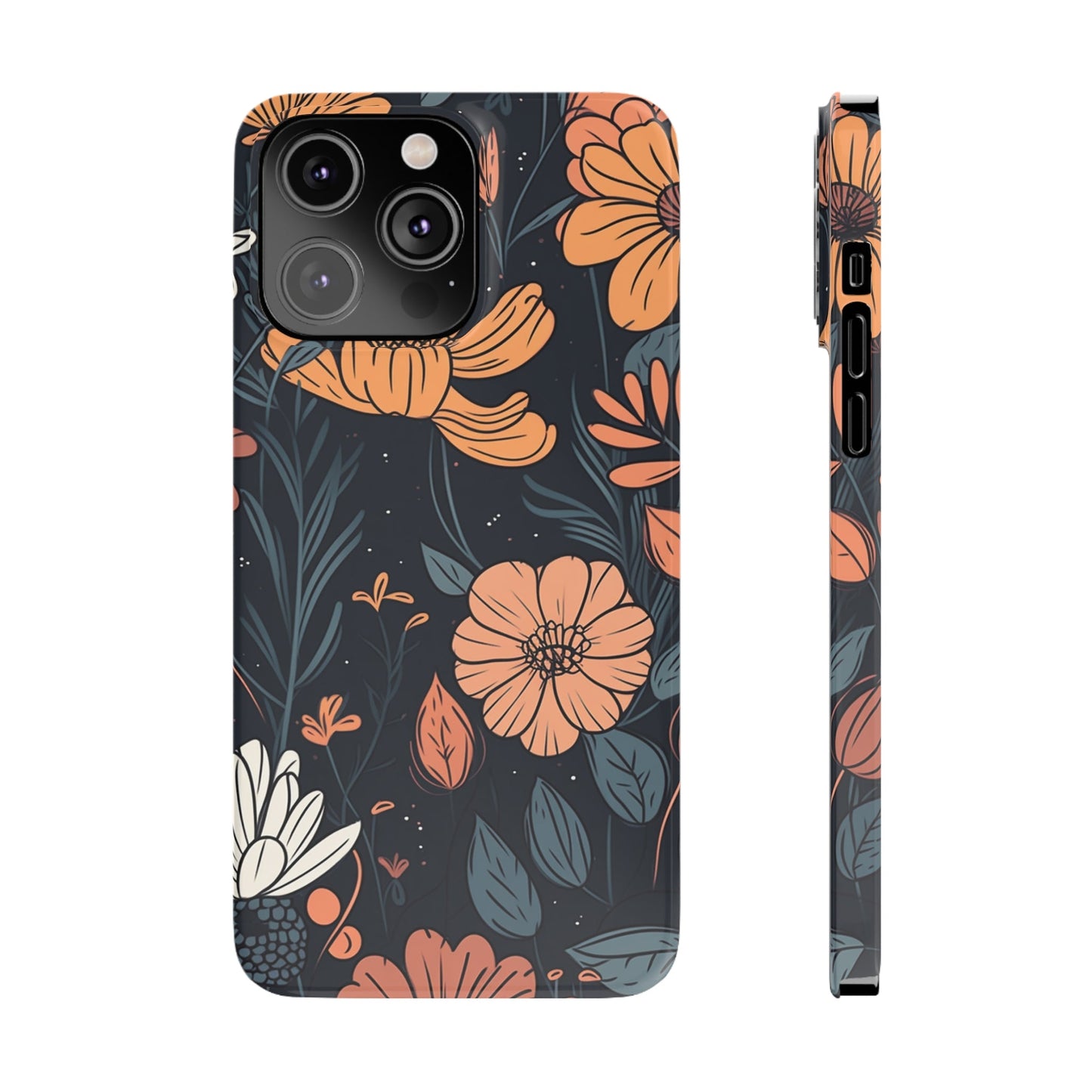 DARK FLOWER PATTERN  | Slim iPhone Case