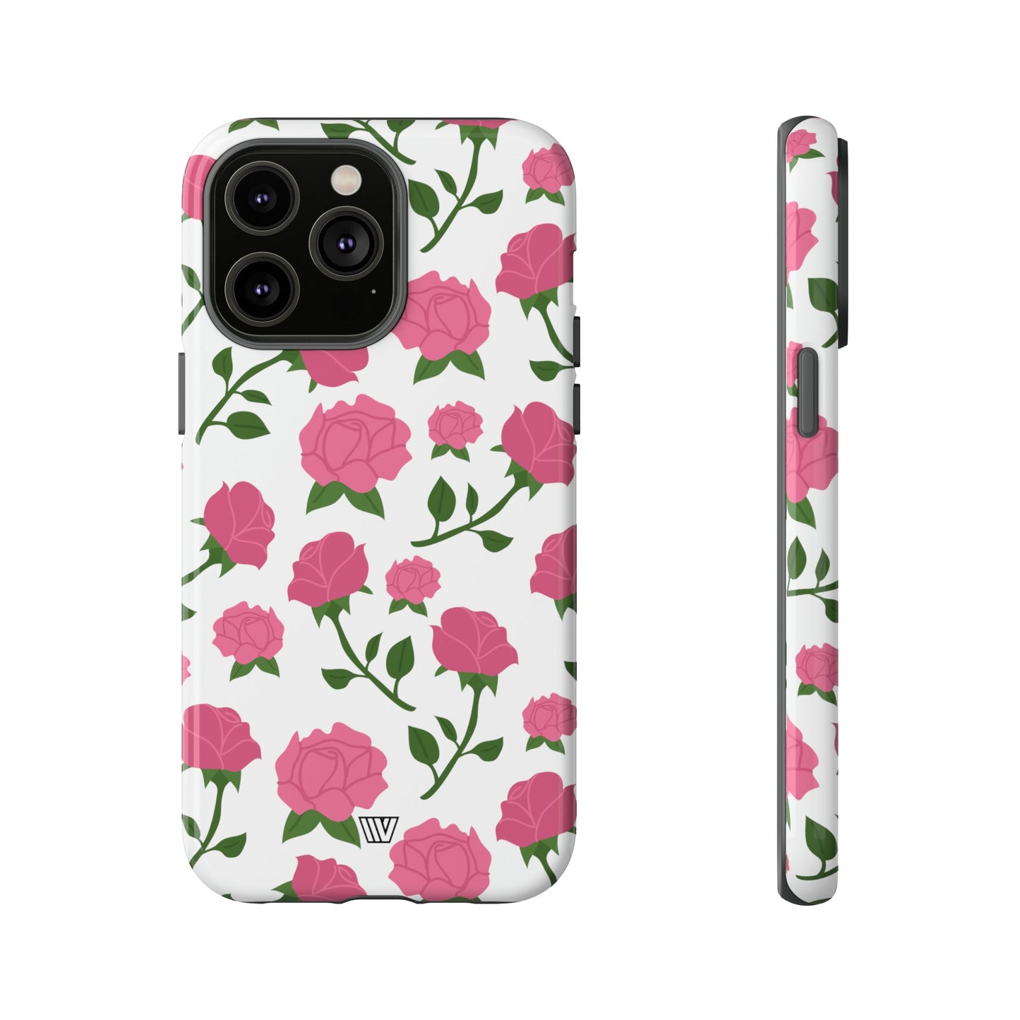 PINK ROSES ON WHITE | Tough Phone Case