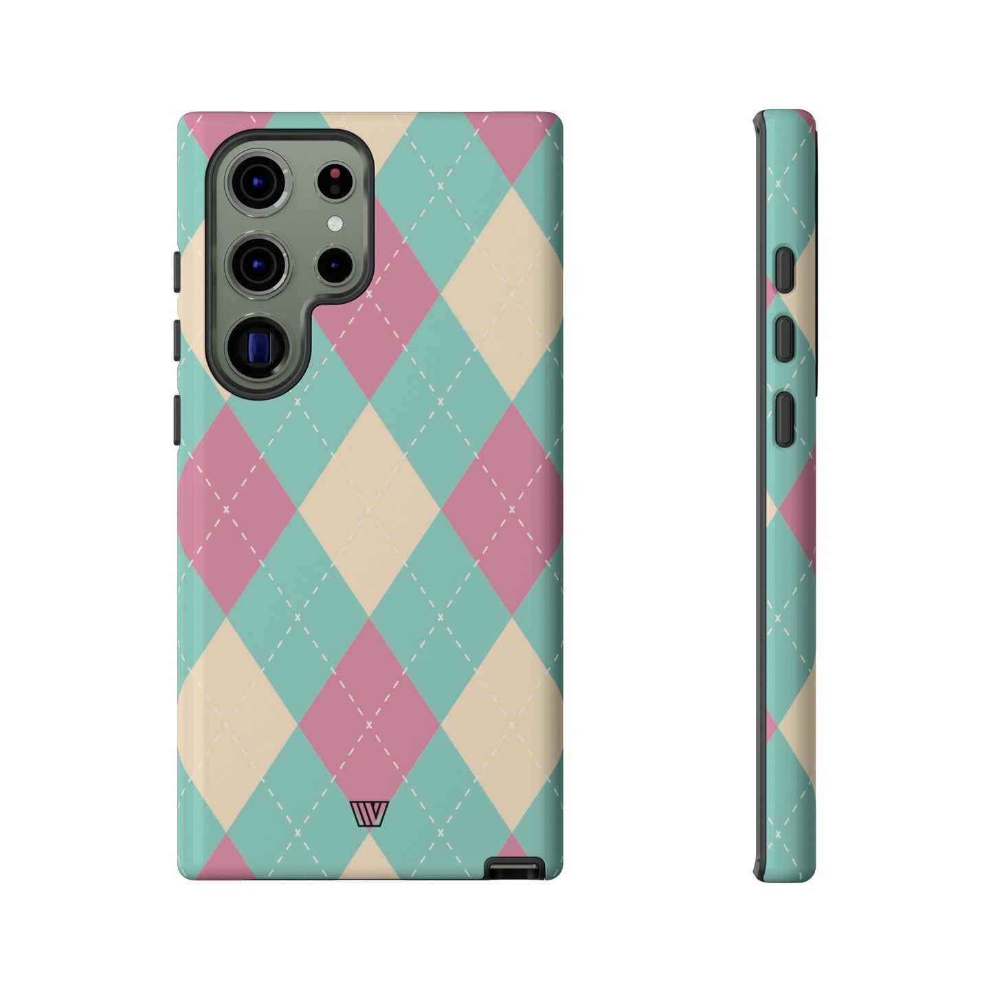 BLUE PINK BEIGE ARGYLE | Tough Phone Case