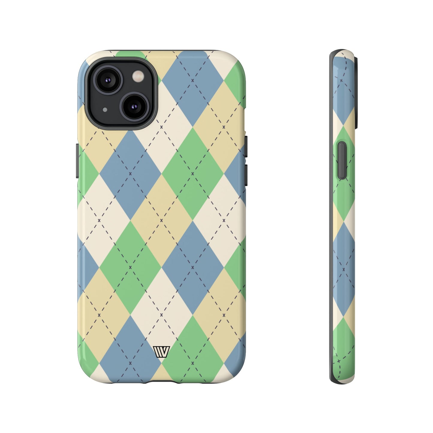 GREEN BLUE BEIGE ARGYLE | Tough Phone Case