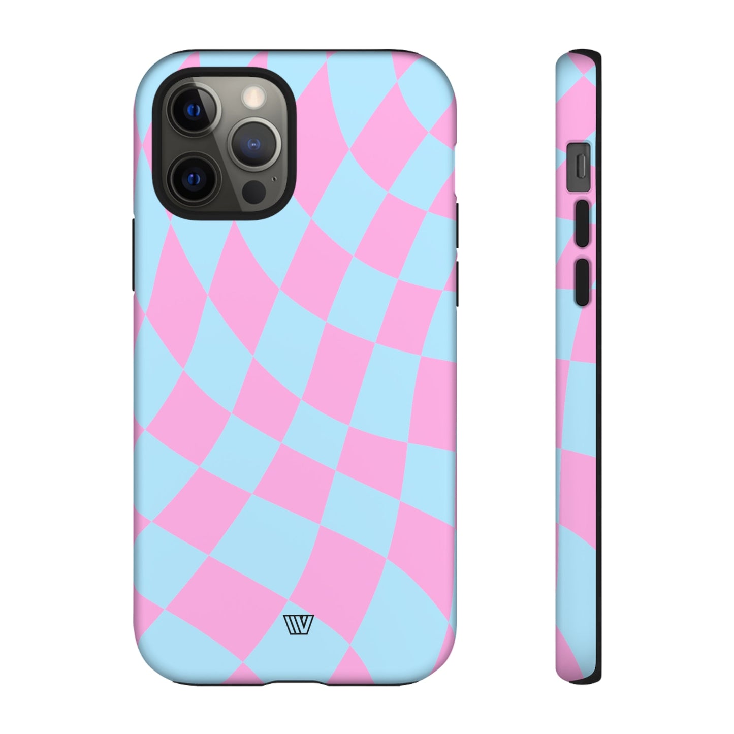 BLUE PINK CURVY CHECKERBOARD | Tough Phone Case