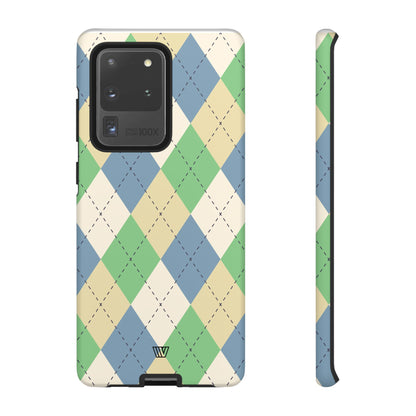 GREEN BLUE BEIGE ARGYLE | Tough Phone Case