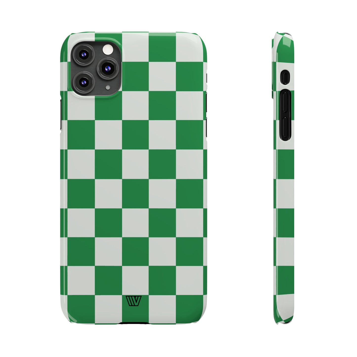 GREEN WHITE CHECKERBOARD | Slim iPhone Case