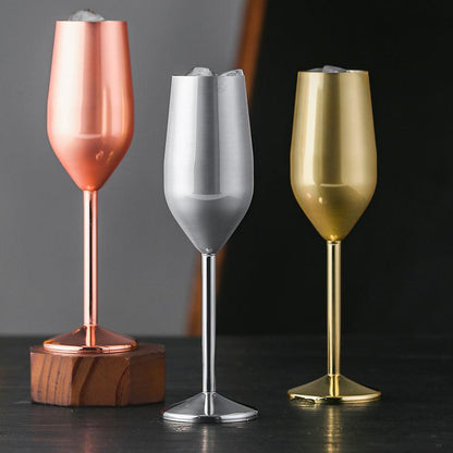 The Retro Wine Glass Collection in Three Sleek Metallic Finishes