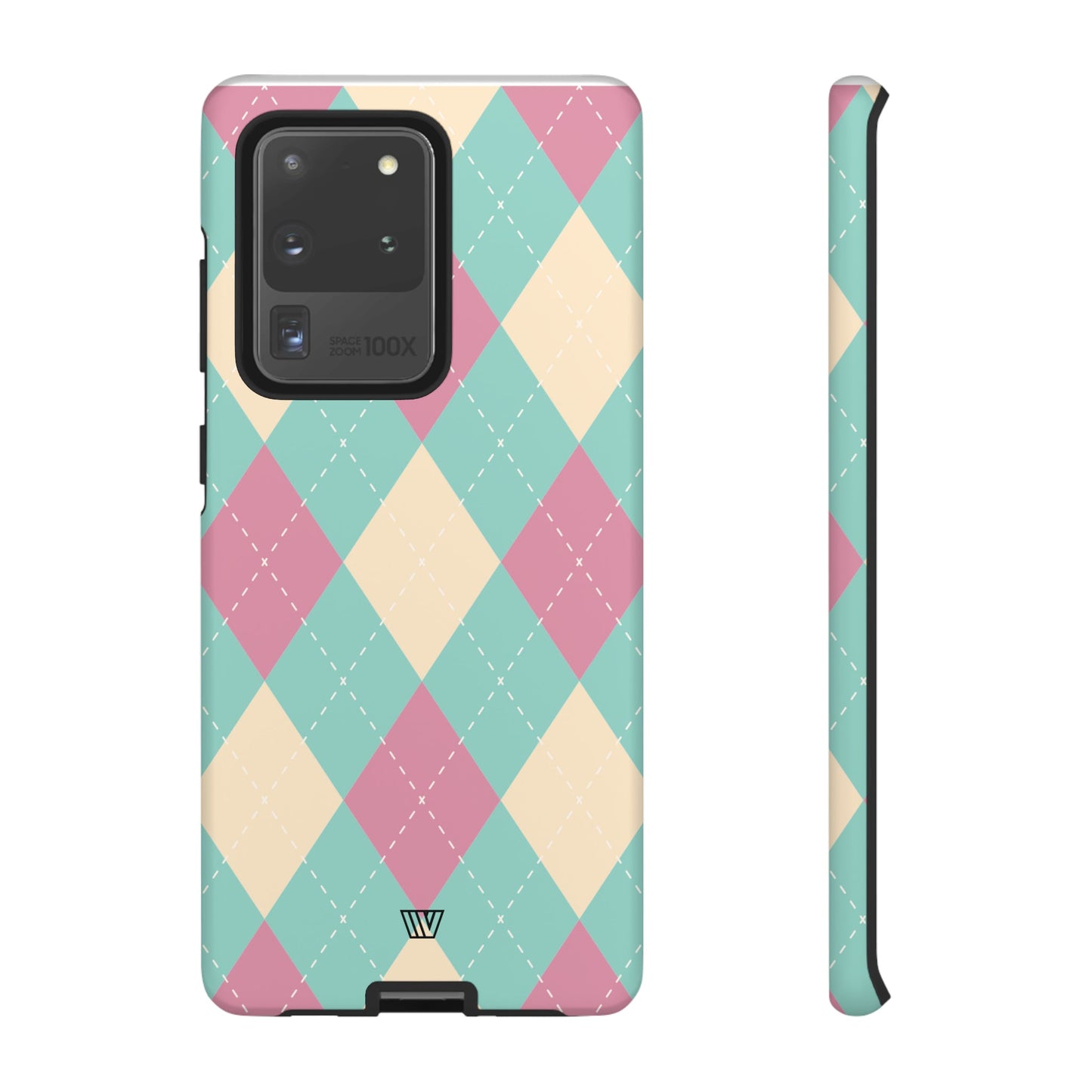 BLUE PINK BEIGE ARGYLE | Tough Phone Case