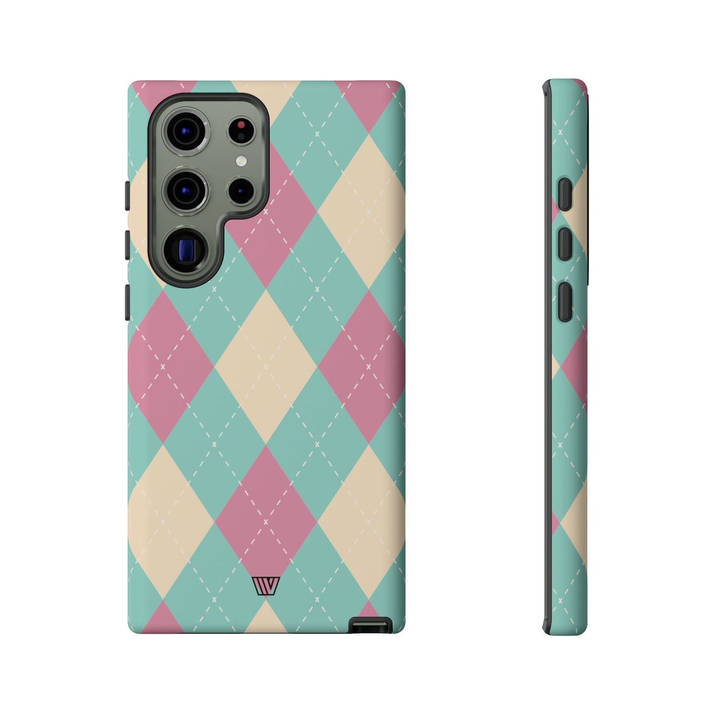 BLUE PINK BEIGE ARGYLE | Tough Phone Case