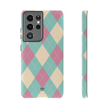 BLUE PINK BEIGE ARGYLE | Tough Phone Case