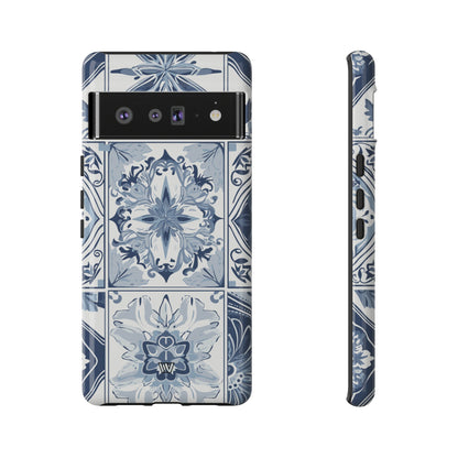 BLUE WHITE TILE | Tough Phone Case