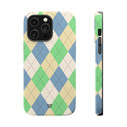 GREEN BLUE BEIGE ARGYLE | MagSafe Tough iPhone Case