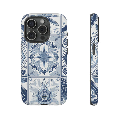 BLUE WHITE TILE | Tough Phone Case