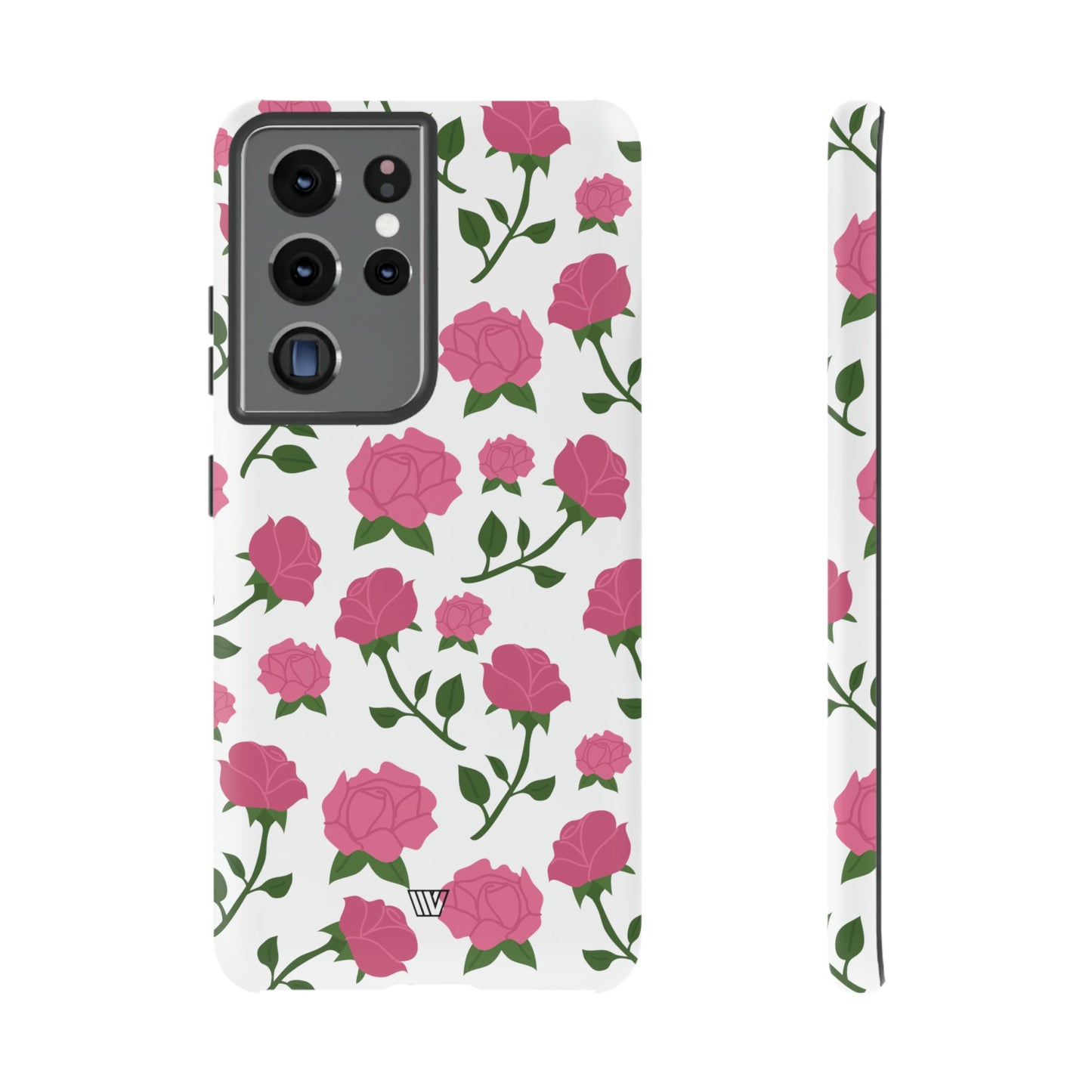 PINK ROSES ON WHITE | Tough Phone Case