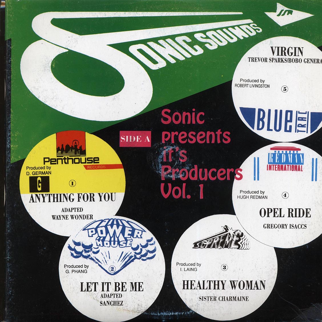 U Roy, Red Dragon, Papa San, Flourgon, Gregory Isaacs, Etc. - Sonic Presents It's Producers Volume 1 (Jamaica press) (orig. press)