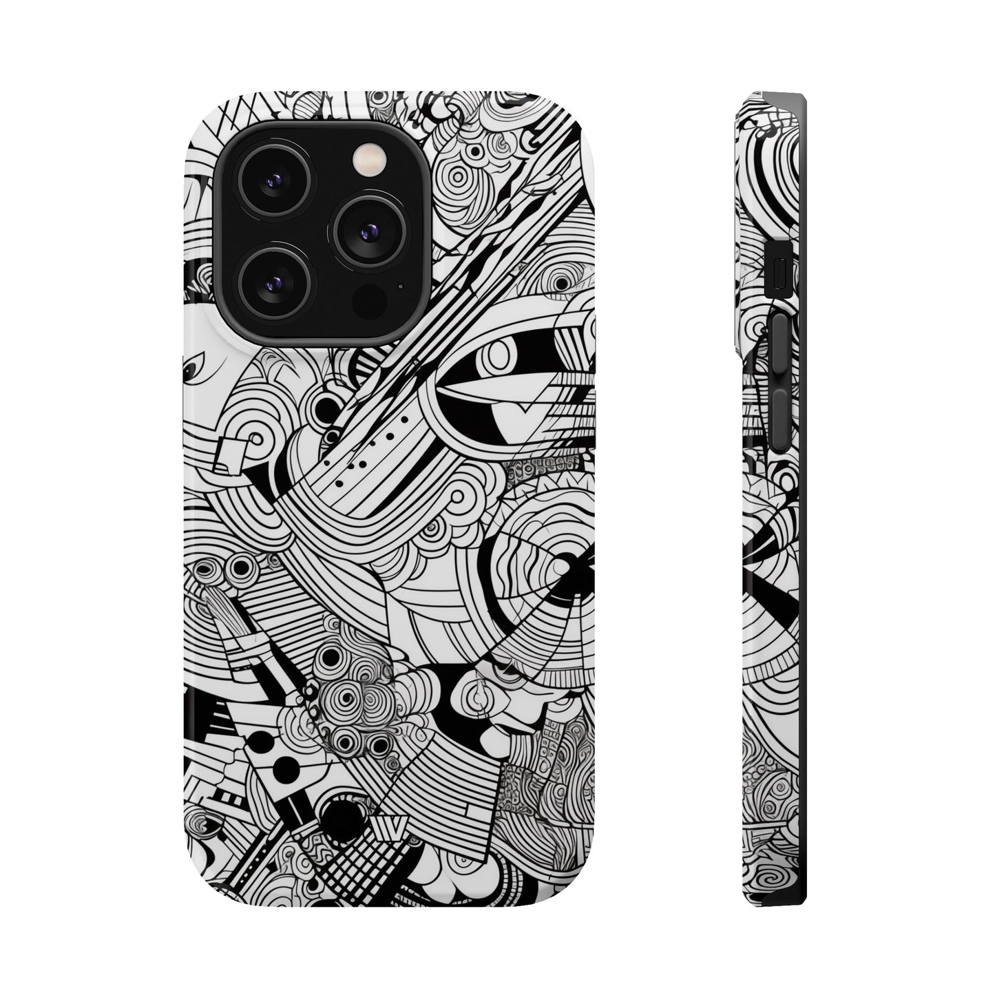 B&W ABSTRACT DOODLE | MagSafe Tough iPhone Case