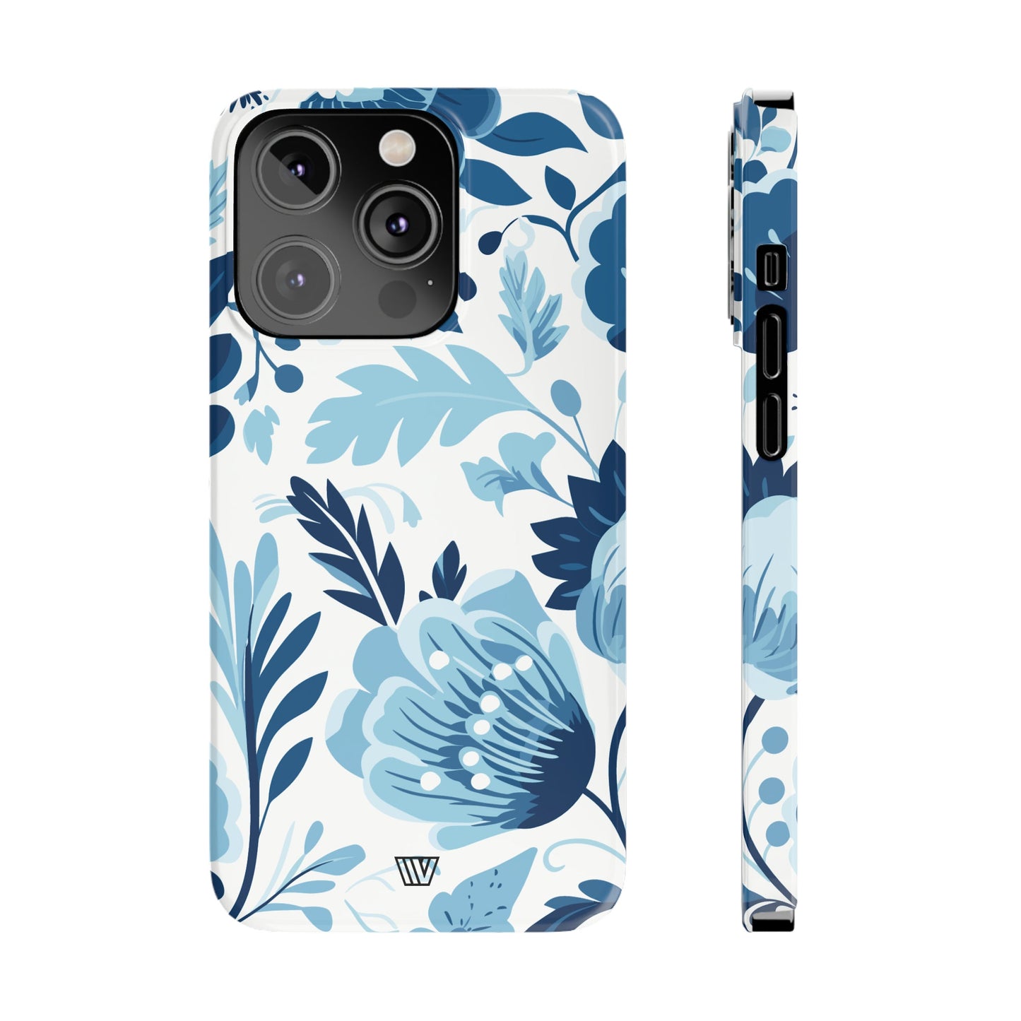 BLUE WHITE FLOWERS | Slim iPhone Case