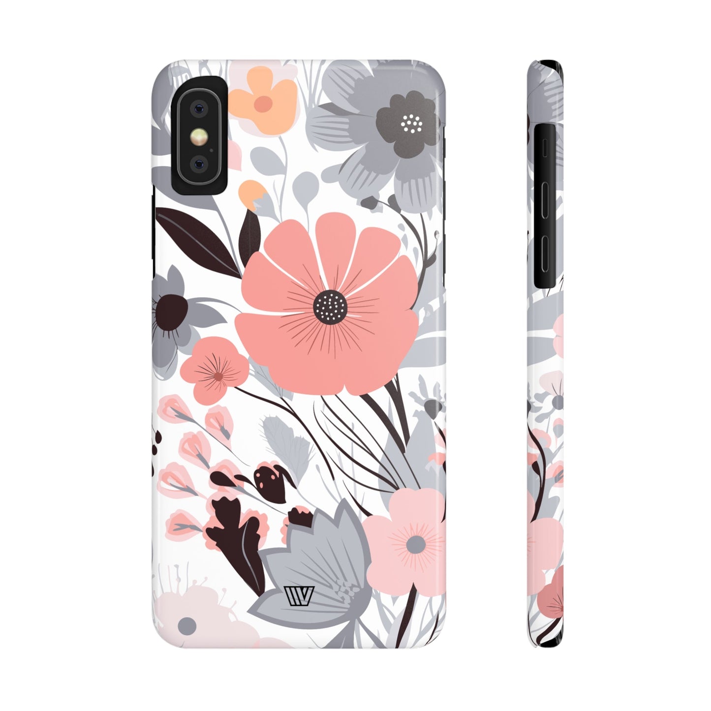 GRAY PASTEL FLOWERS | Slim iPhone Case